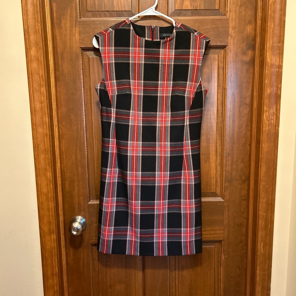 Ann Taylor Red and Black Plaid Mini Dress